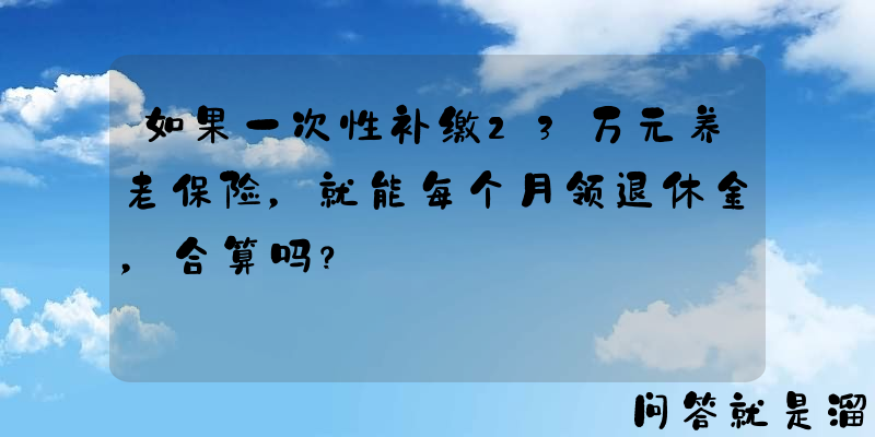 如果一次性补缴23万元养老保险，就能每个月领退休金，合算吗？